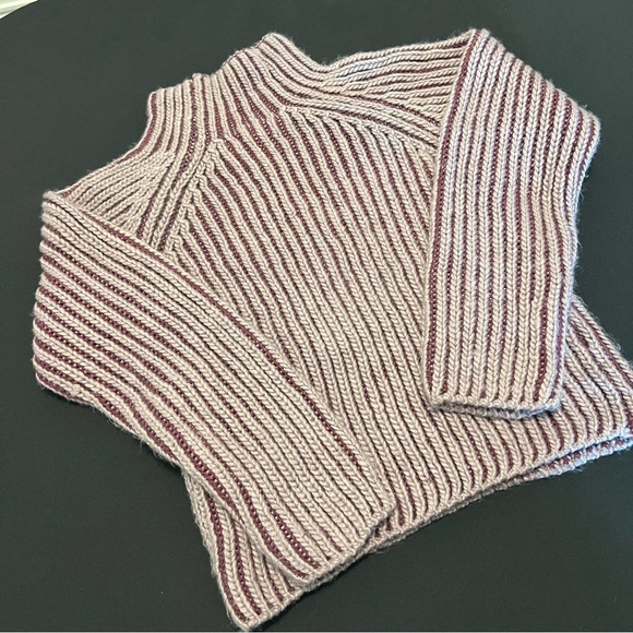 Steve Madden Terra Mock Neck Two Tone Ribbed Women's Sweater M - Picture 9 of 10